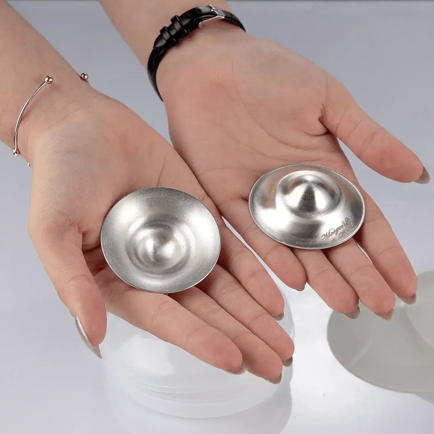 The Original Silver Nursing Cups with Silicone Pads