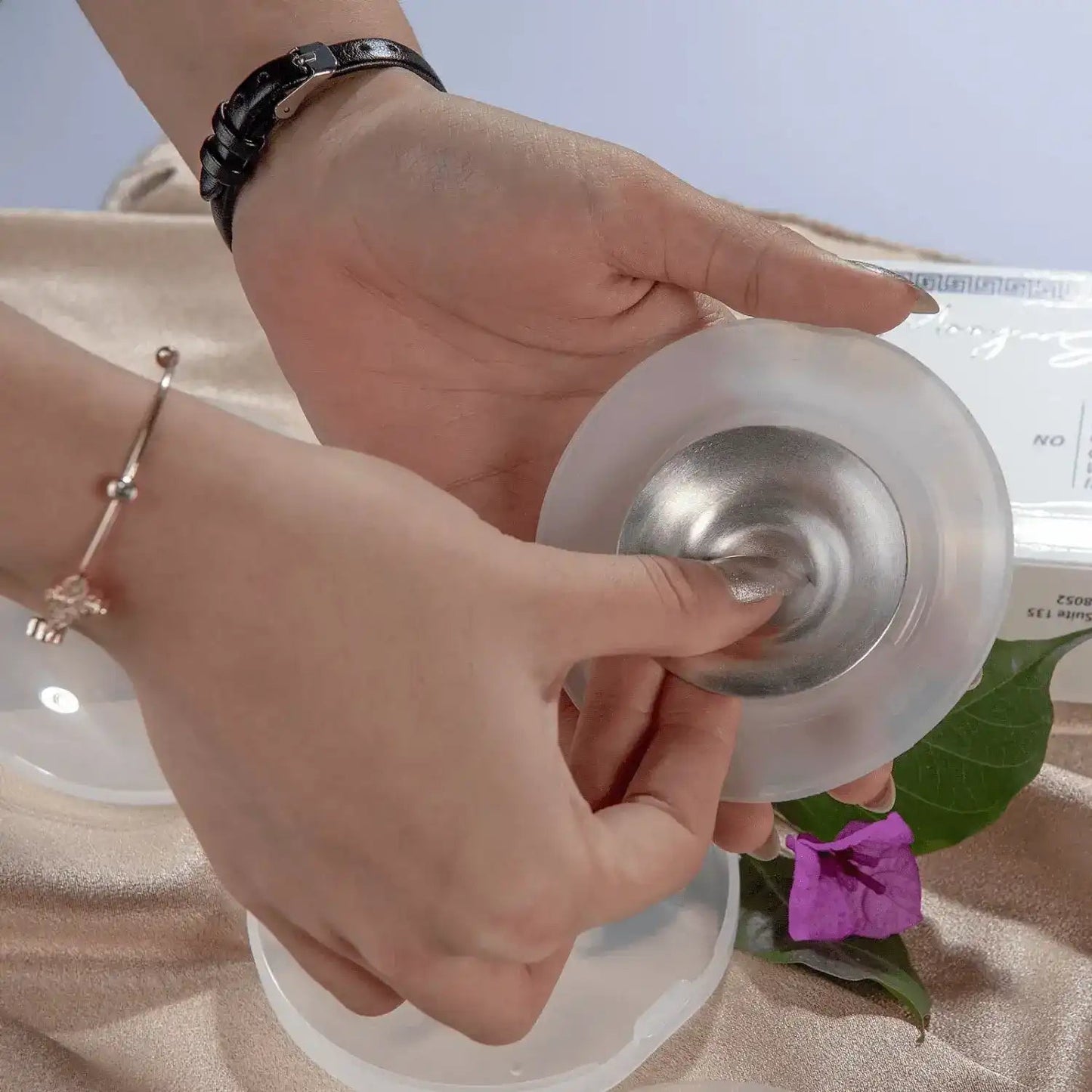 The Original Silver Nursing Cups with Silicone Pads