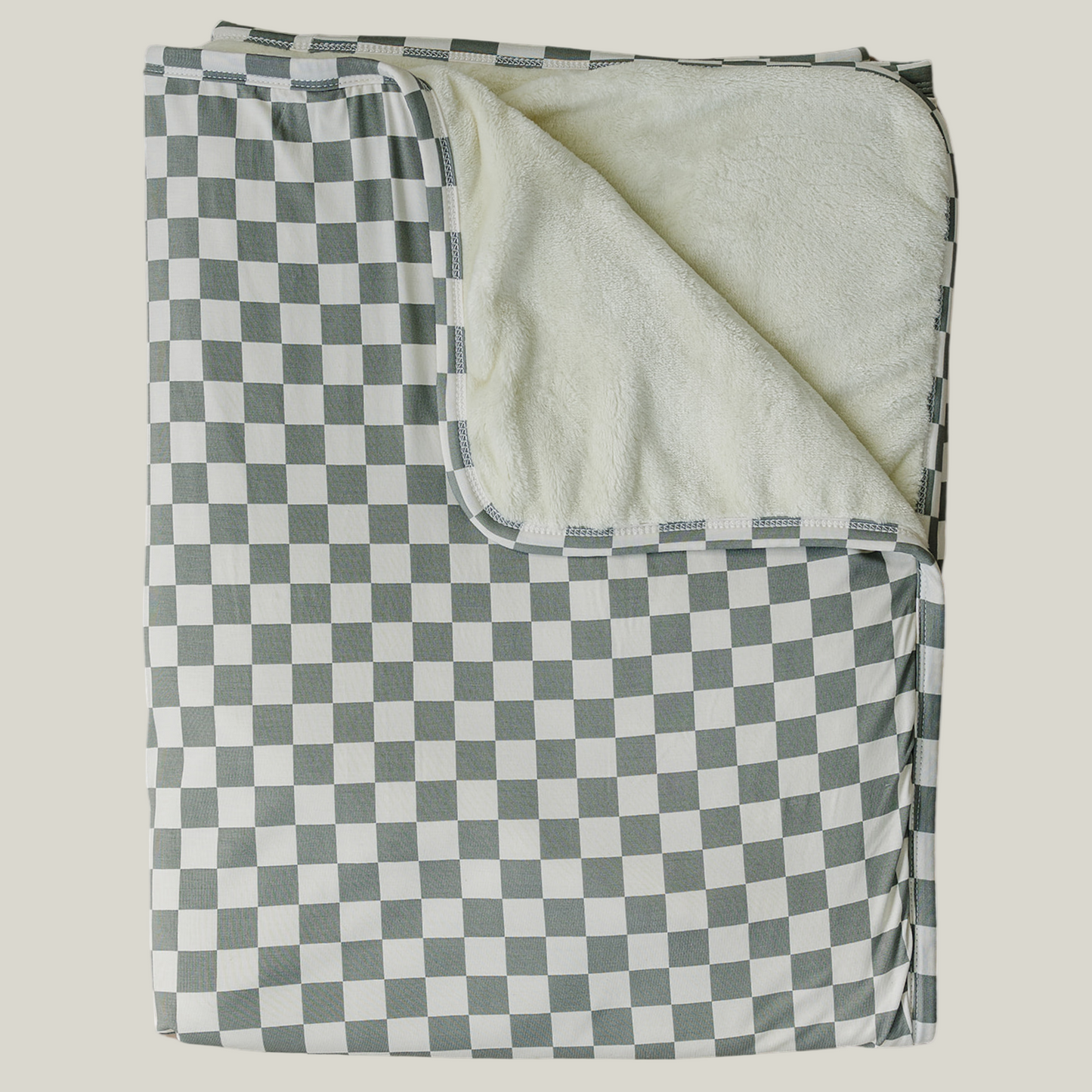 Light Green Checkered Bamboo Fleece Quilt