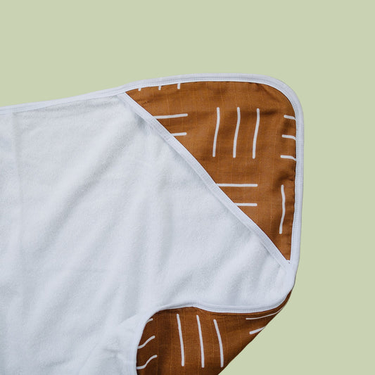 Mustard Mudcloth Muslin Hooded Towel