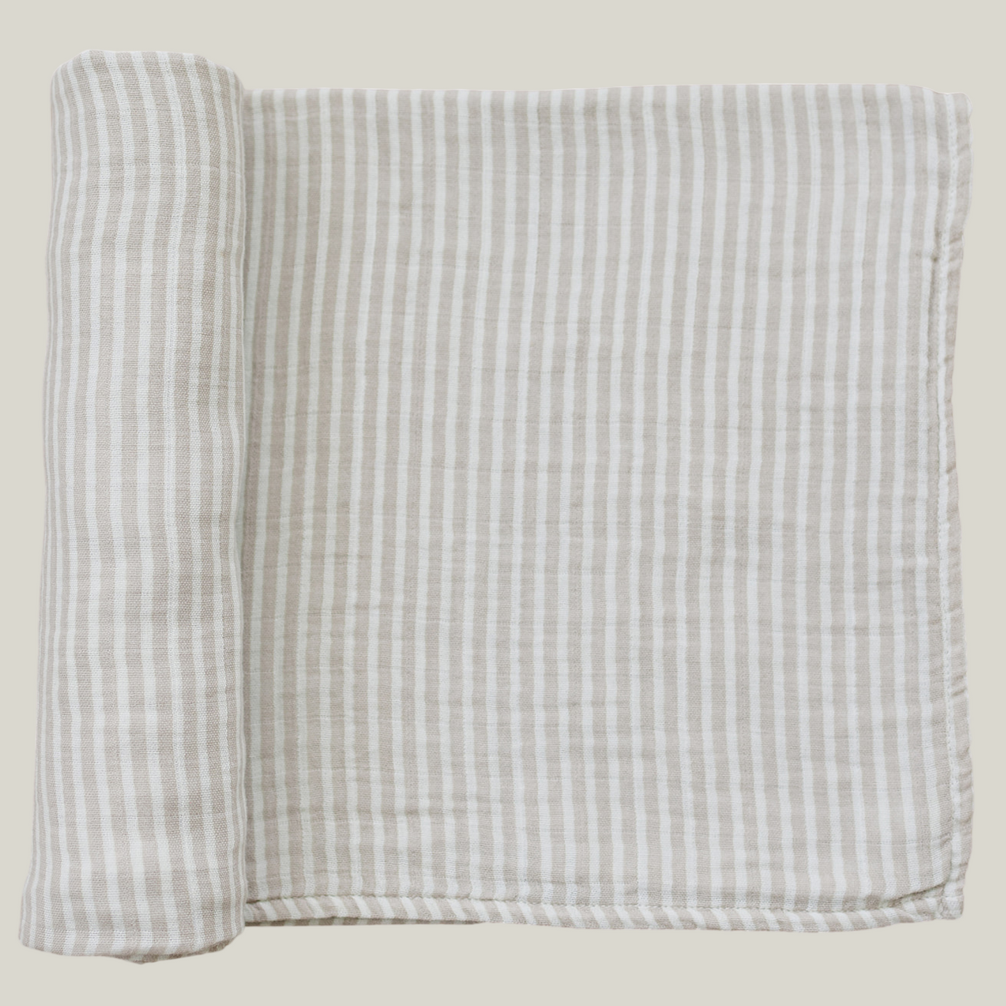 Taupe Stripe Muslin Swaddle Blanket