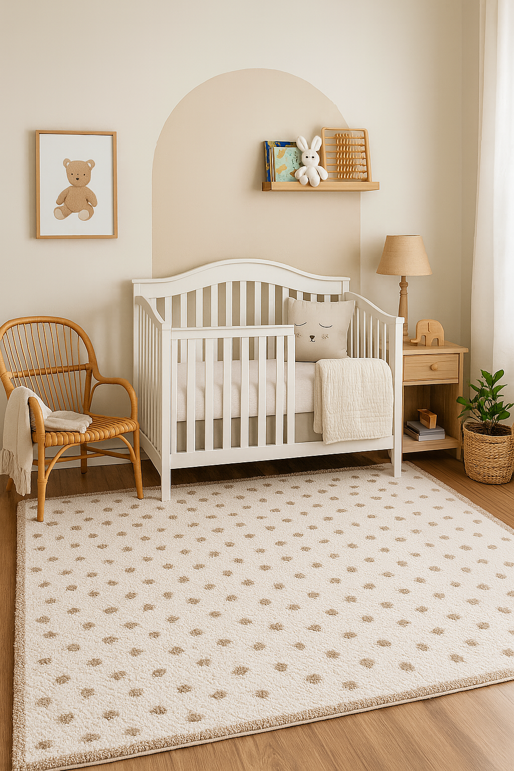 Chaia Dotted Cream & Brown Plush Rug