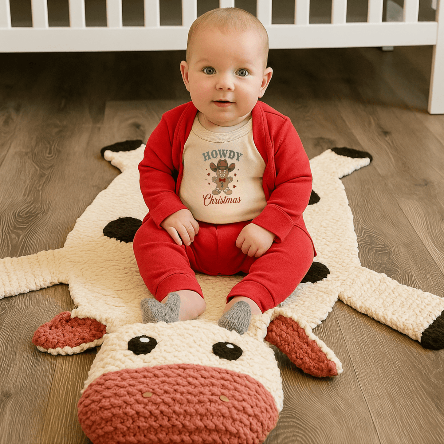Organic Wool Play Mat + Nursery Rug  | Cow