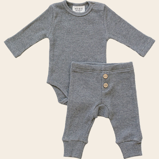 Charcoal Bodysuit Waffle Set