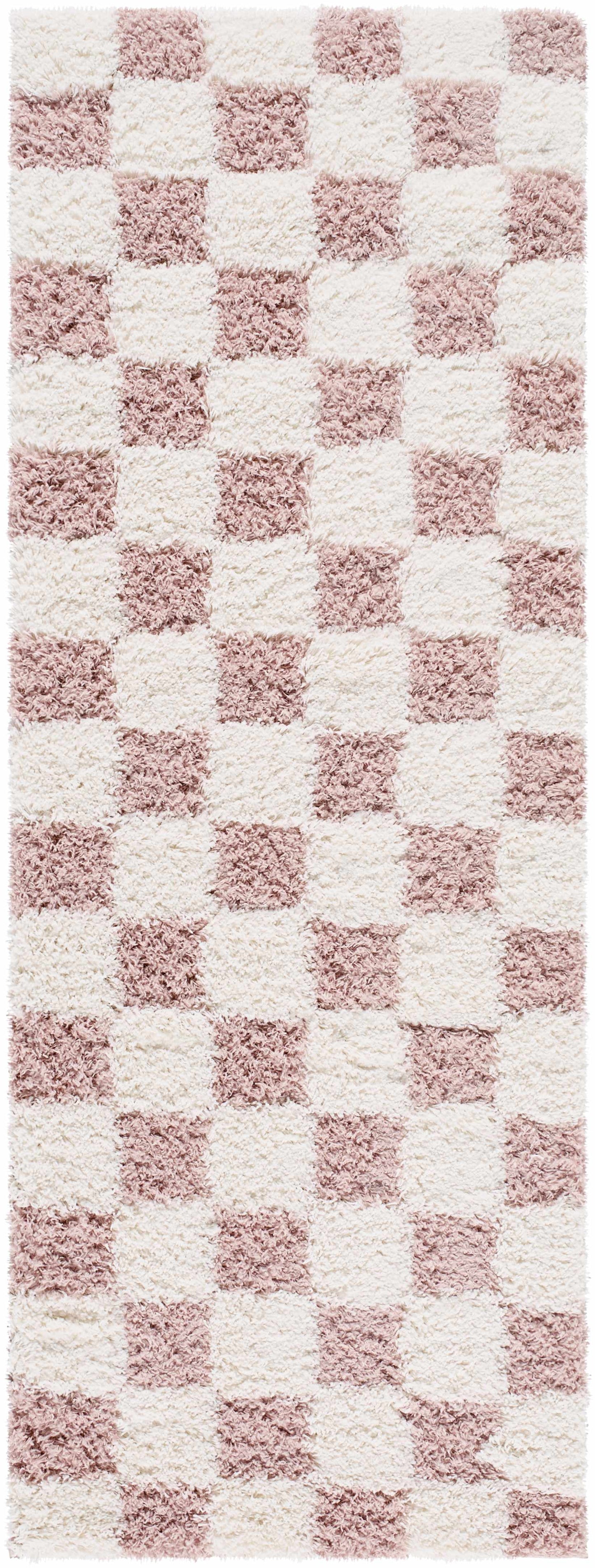 Atira Pink Checkered Shag Rug
