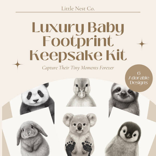 Luxury Baby Footprint Keepsake Kit - 6 Adorable Animal Designs