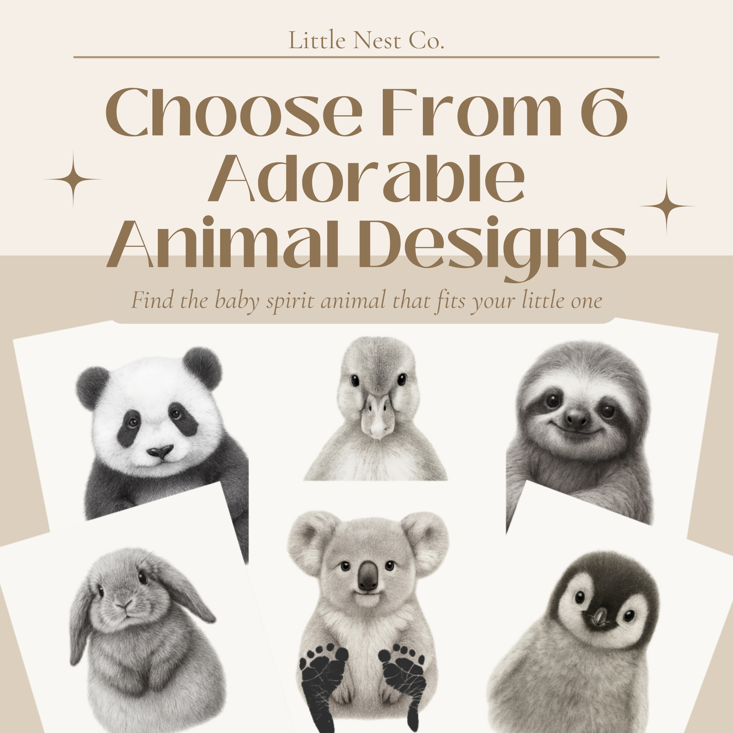 Luxury Baby Footprint Keepsake Kit - 6 Adorable Animal Designs