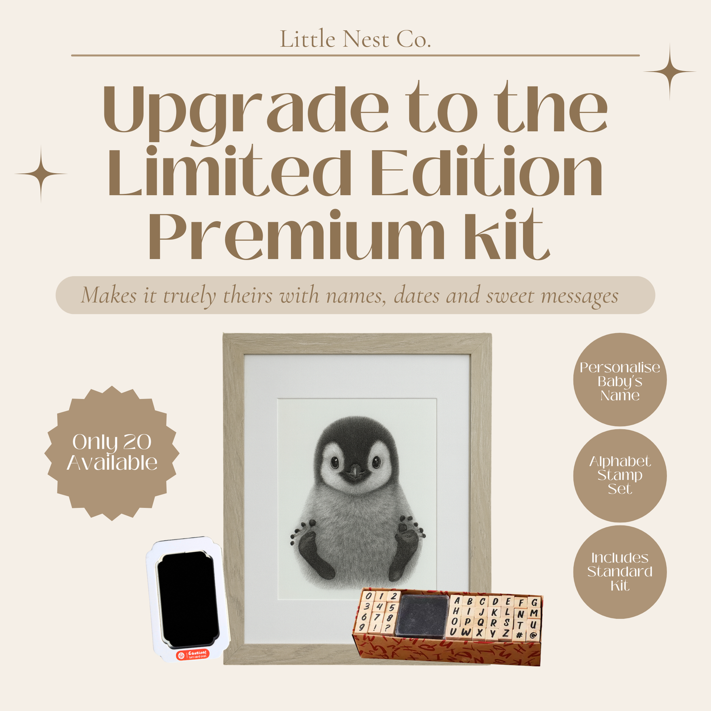 Luxury Baby Footprint Keepsake Kit - 6 Adorable Animal Designs