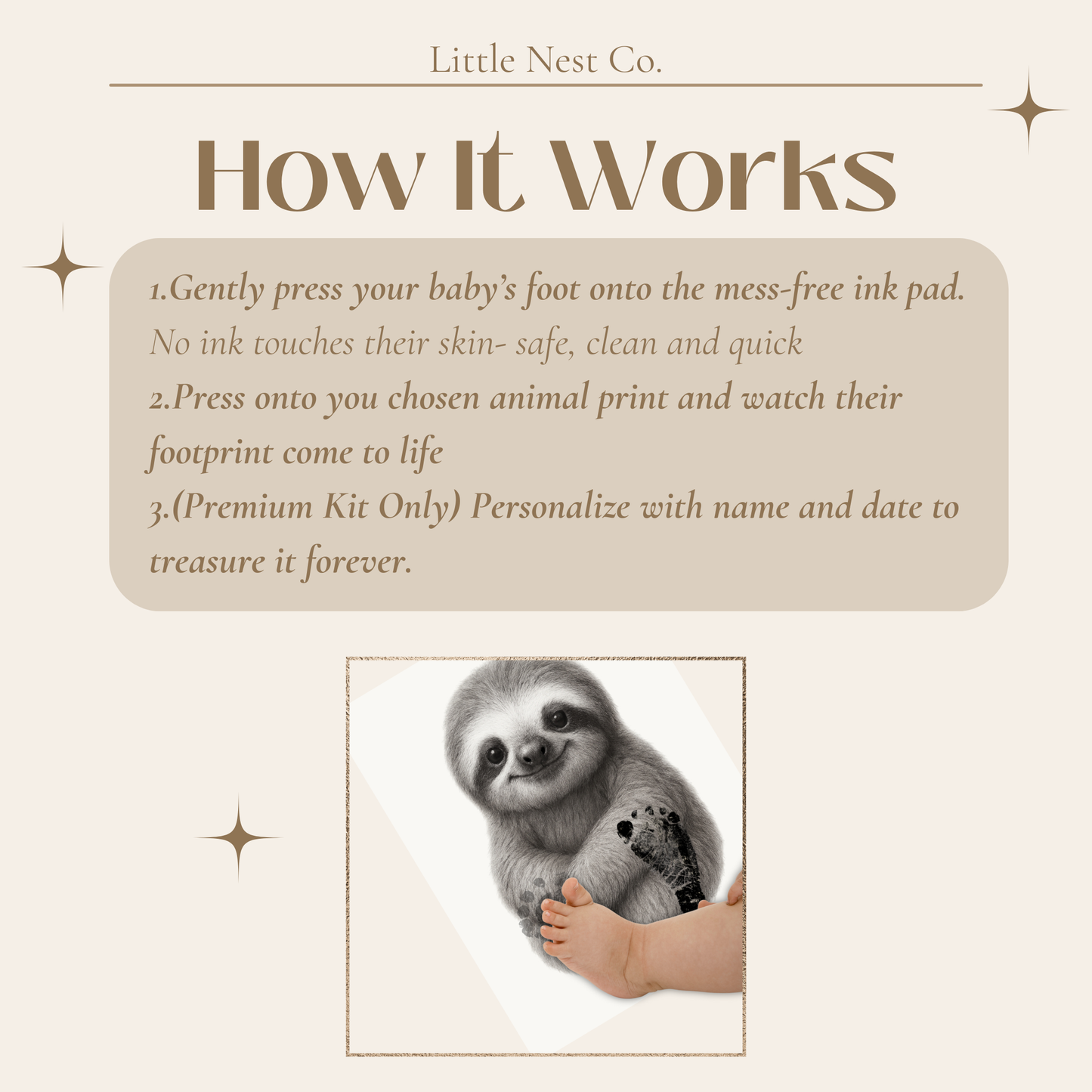 Luxury Baby Footprint Keepsake Kit - 6 Adorable Animal Designs