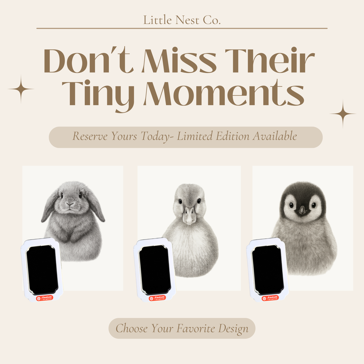 Luxury Baby Footprint Keepsake Kit - 6 Adorable Animal Designs