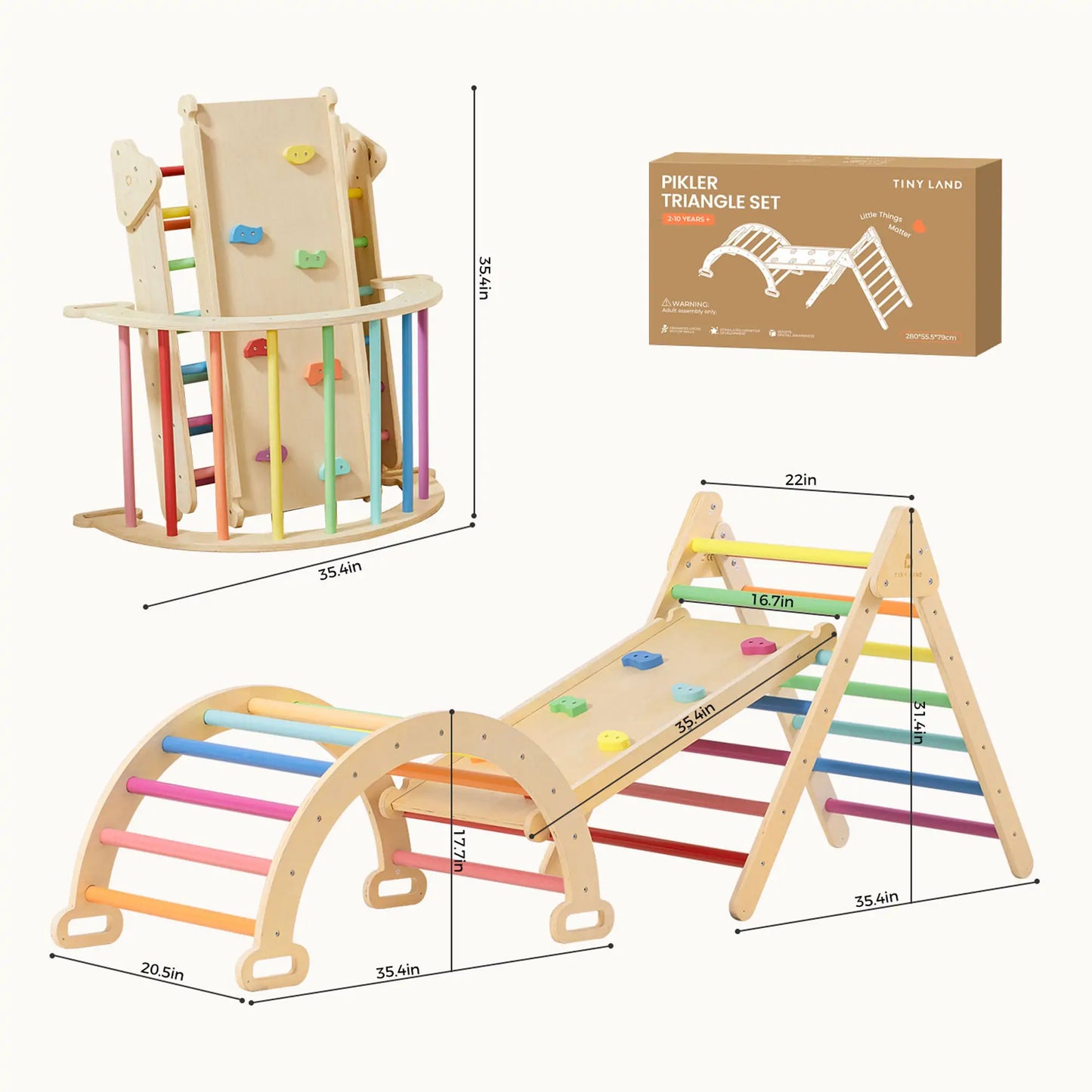 Tiny Land® 7-in-1 Rainbow Climbing Set with Play Pad