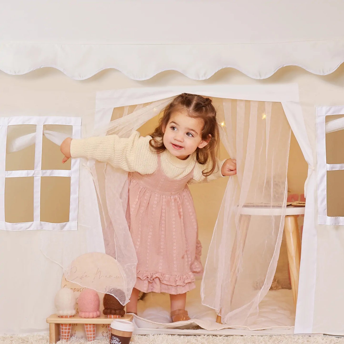 Tiny Land® Playhouse Tent – Natural Cream Indoor Tent for Kids