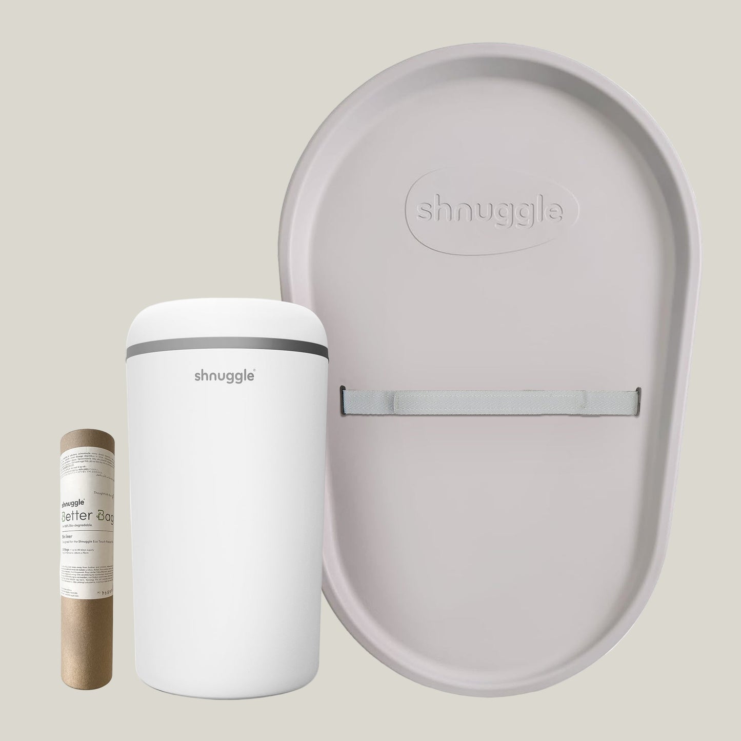 Changing Essentials Kit: Shnuggle Changing Mat + Diaper Pail + Better Bag Liners (90 Day Supply)