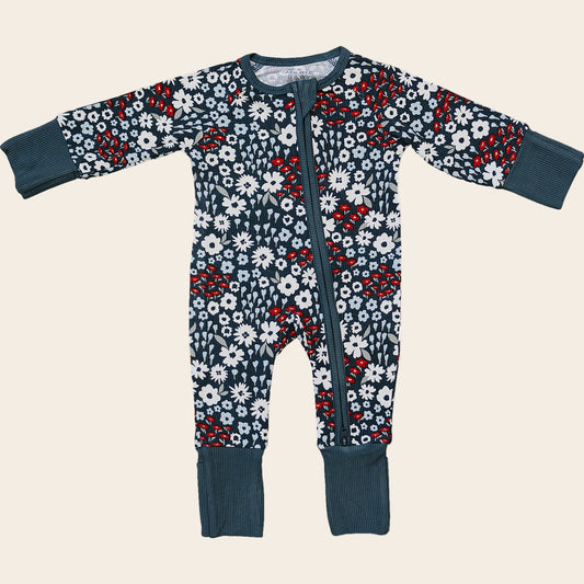 Americana Floral Ribbed Bamboo Zipper
