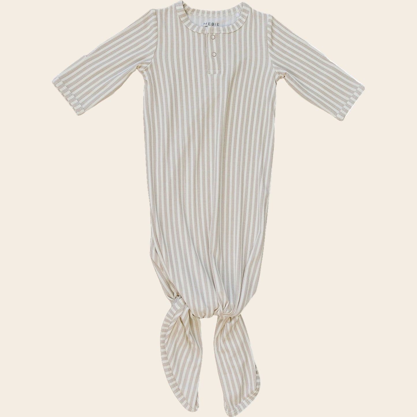 Taupe Stripe Ribbed Bamboo Knot Gown