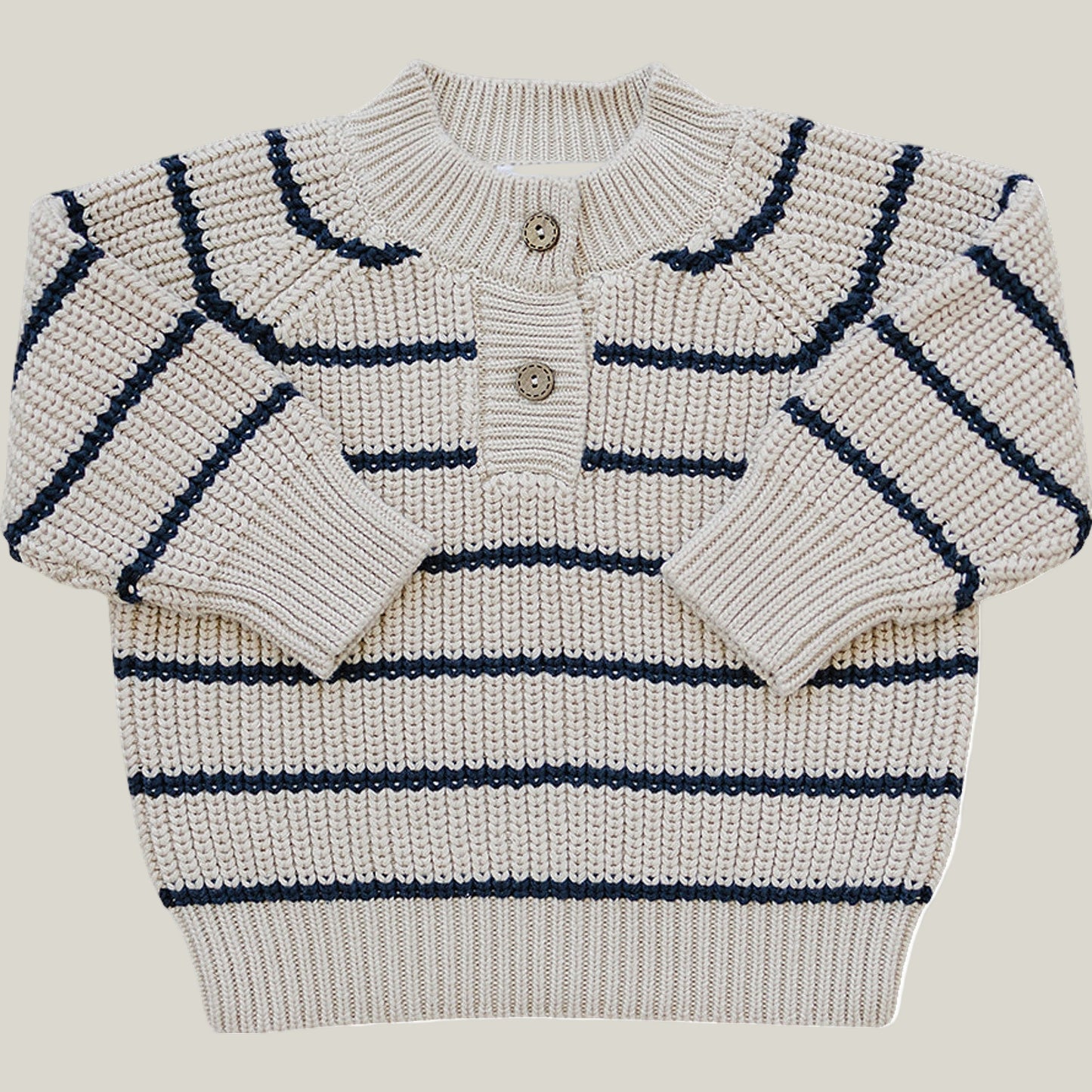 Stripe Button Knit Sweater