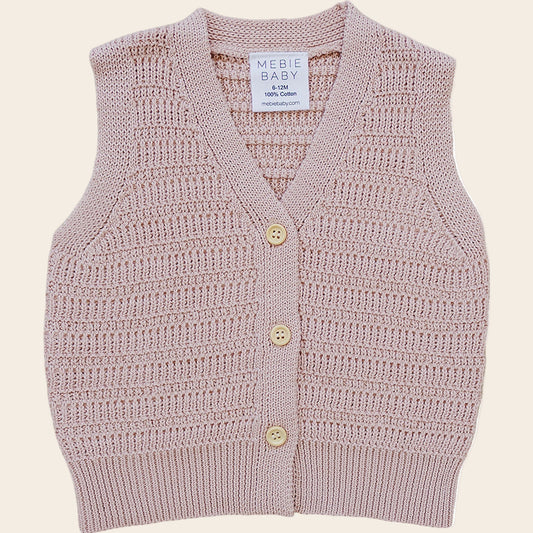Pink Knit Button Down Vest