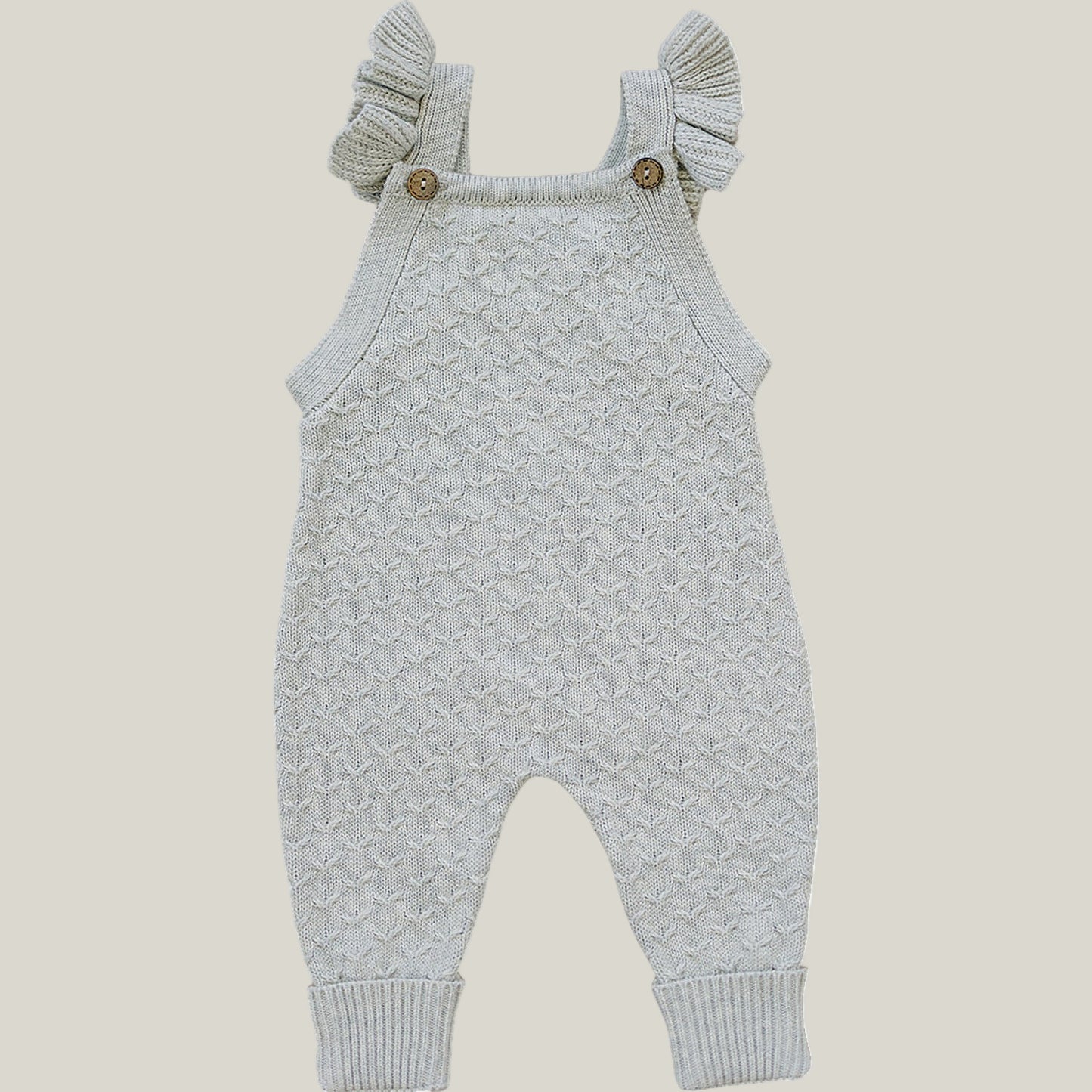 Grey Ruffle Knit Overalls