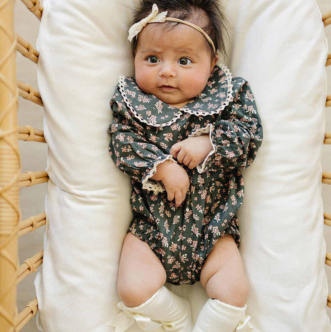 Olive Bloom Bubble Romper