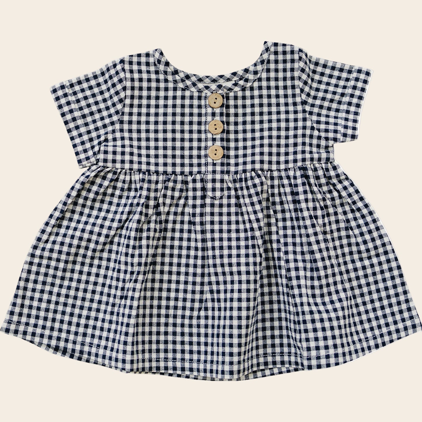 Navy Gingham Linen Cotton Dress