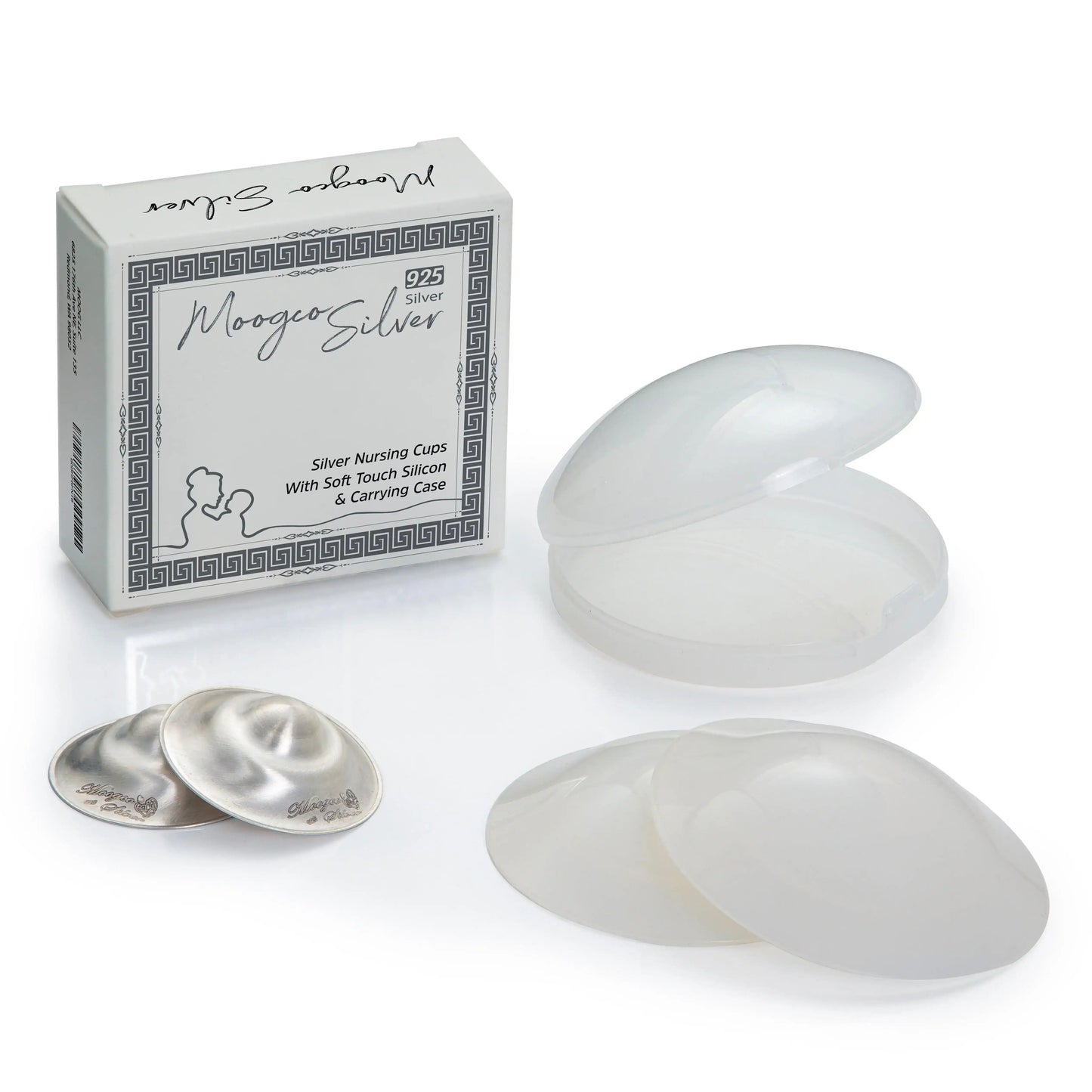 The Original Silver Nursing Cups with Silicone Pads