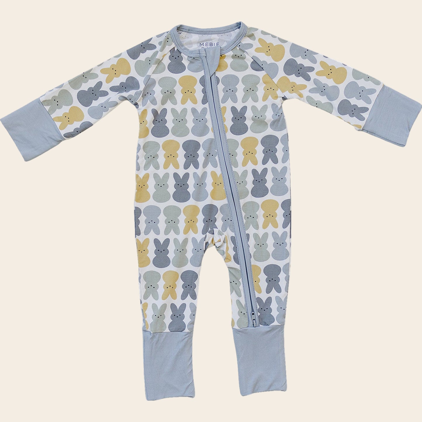 Dusty Blue Bunny Bamboo Zipper