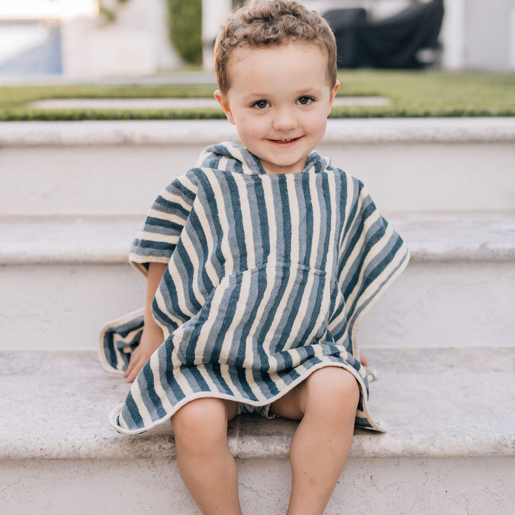 Blue Stripe Organic Cotton Beach Poncho
