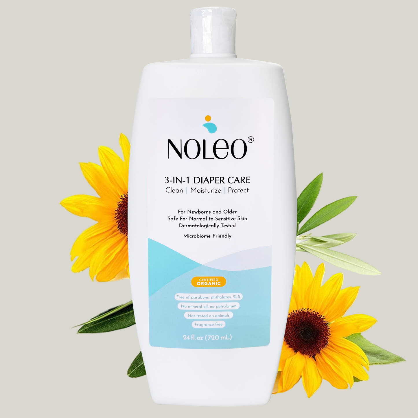 NOLEO 3-IN-1 - Diaper Rash Cream - EWG Verified -  24oz