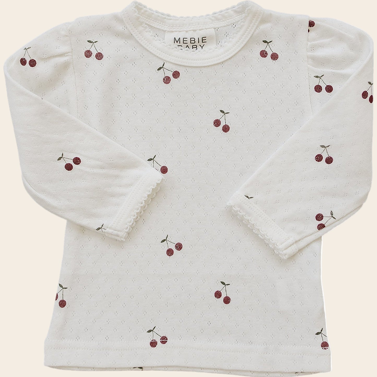 Cherry Pointelle Long Sleeve Tee