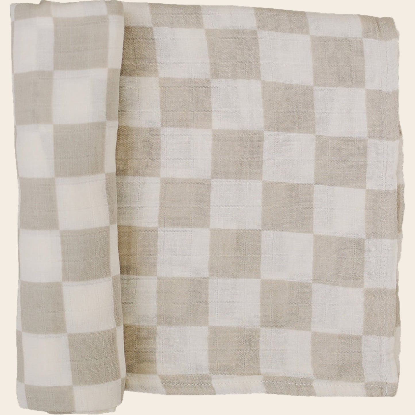 Taupe Checkered Muslin Swaddle Blanket