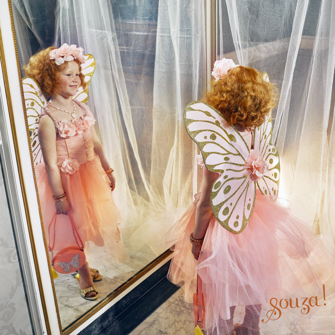 Annemarie Fairy Costume – Dress and Wings Set (peach) - Role-Play for Children(3 sizes)