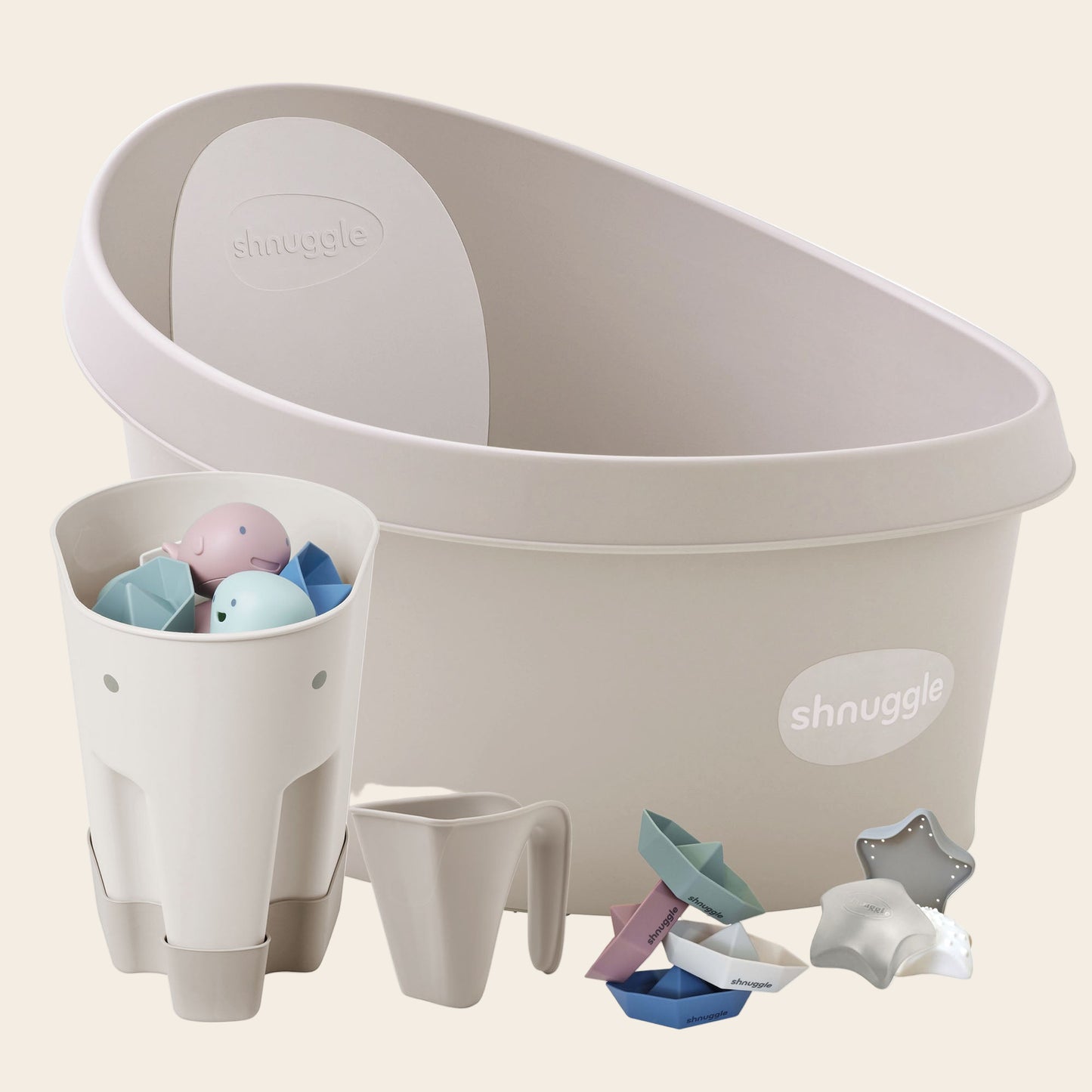 Shnuggle Splash & Play Bundle: Toddler Bath & Accessories Bundle - 5-Piece Set for Fun & Safe Bath Times