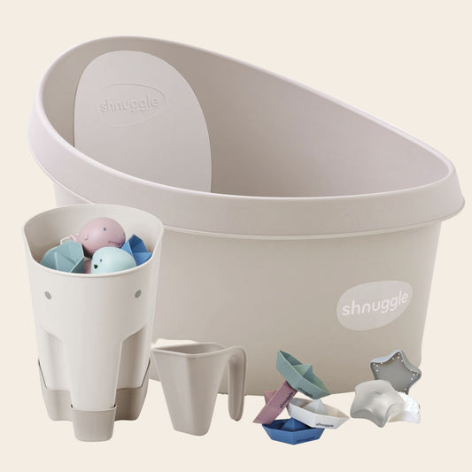 Shnuggle Splash & Play Bundle: Toddler Bath & Accessories Bundle - 5-Piece Set for Fun & Safe Bath Times
