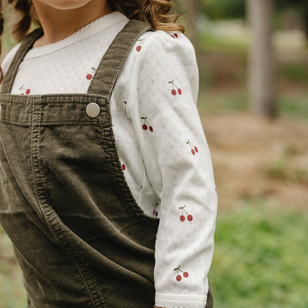 Cherry Pointelle Long Sleeve Tee