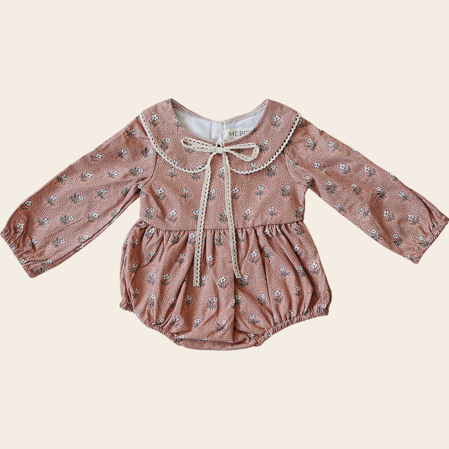 Vintage Pink Floral Bubble Romper