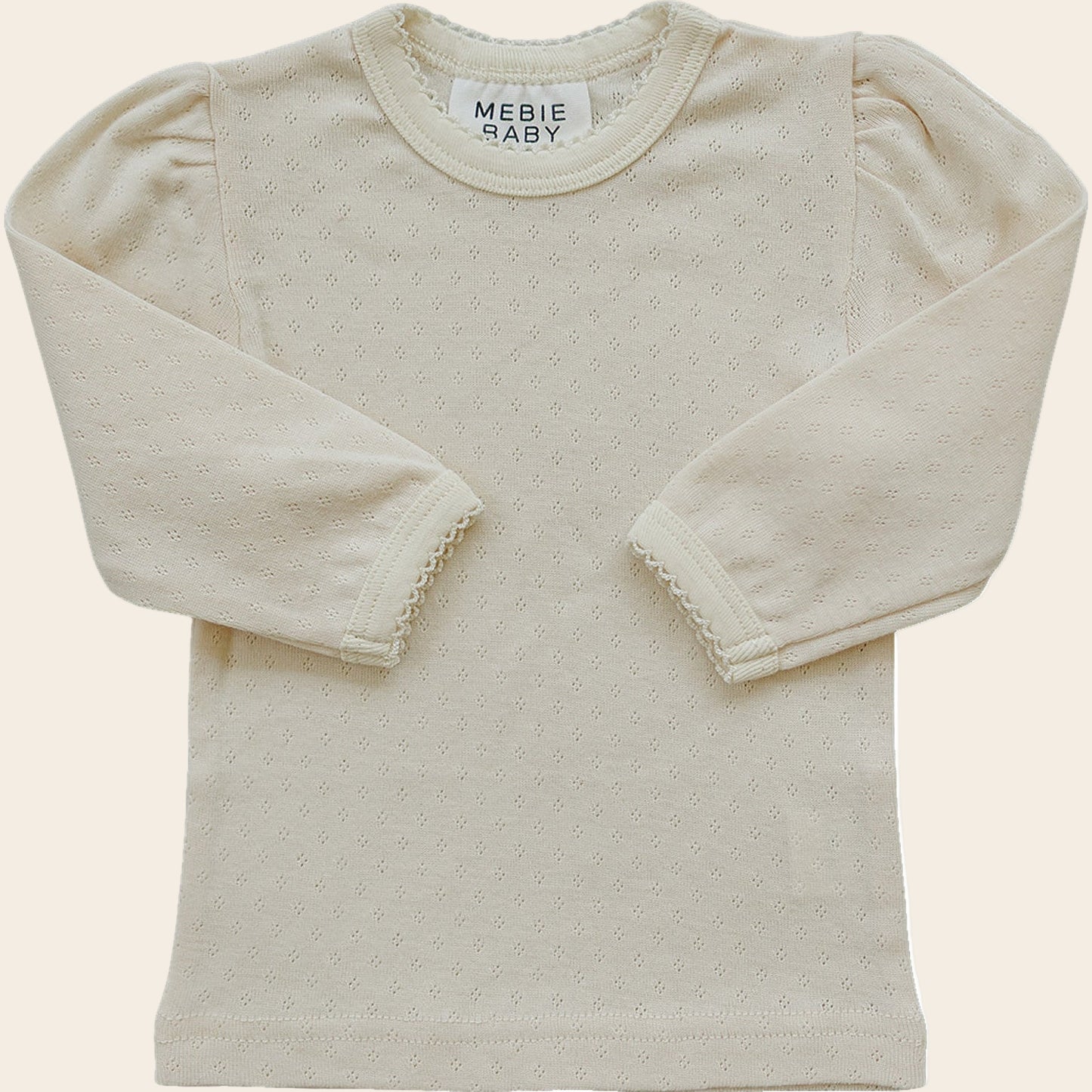 Cream Pointelle Long Sleeve Tee