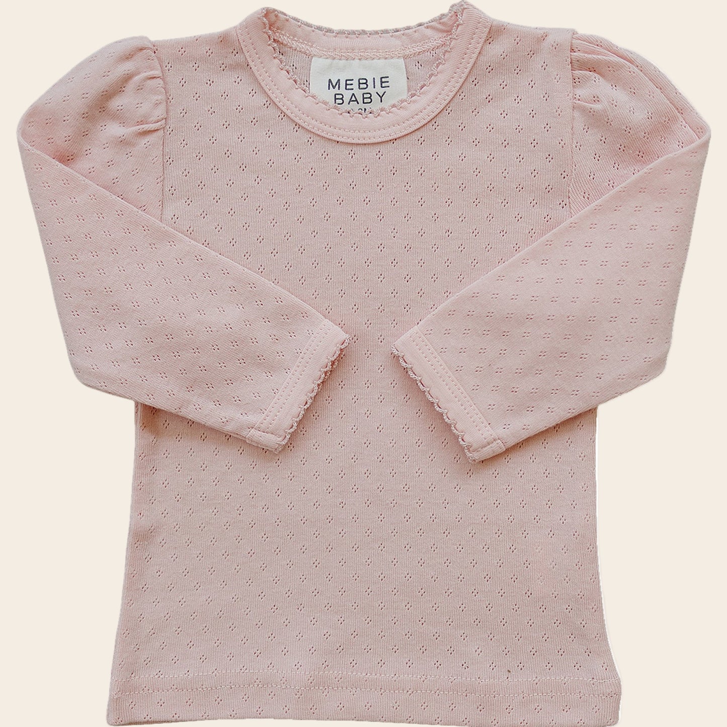 Pink Pointelle Long Sleeve Tee
