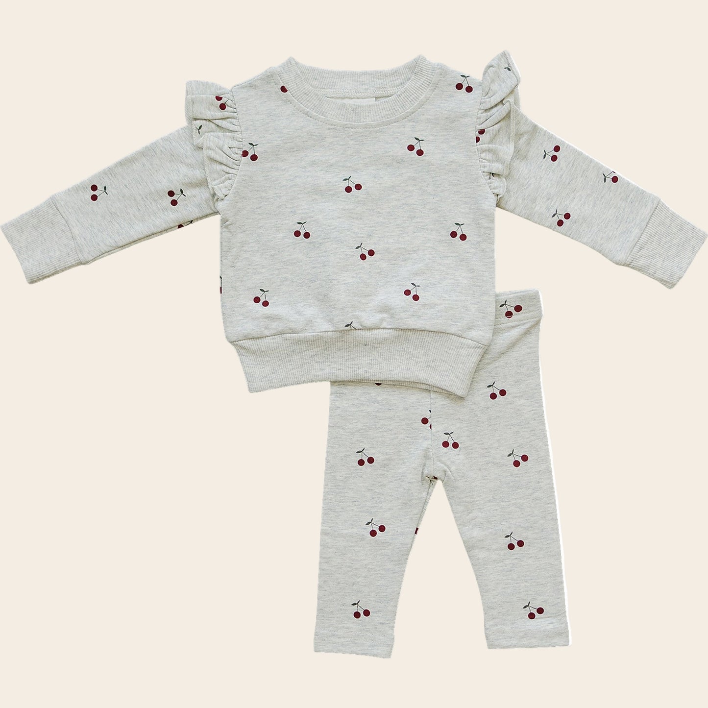 Cherry Ruffle French Terry Set