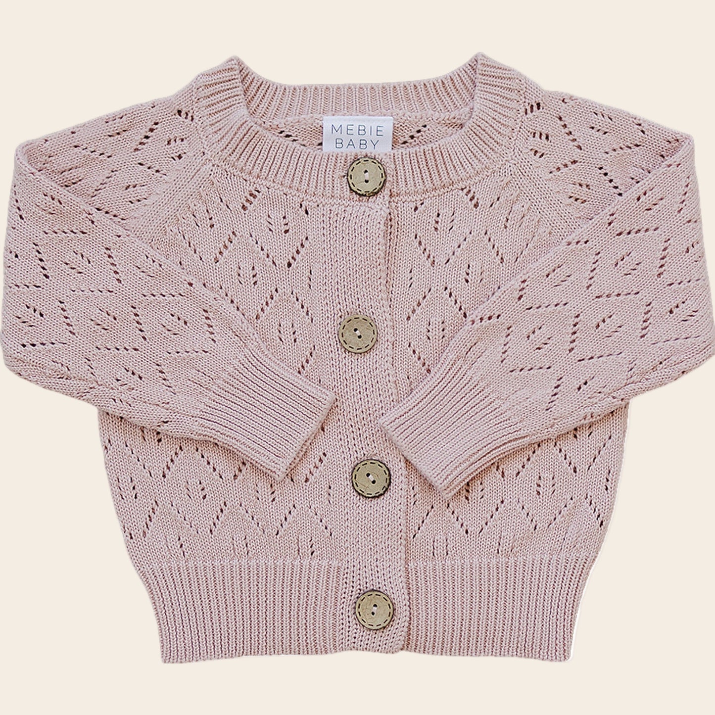 Pink Pointelle Button Down Cardigan