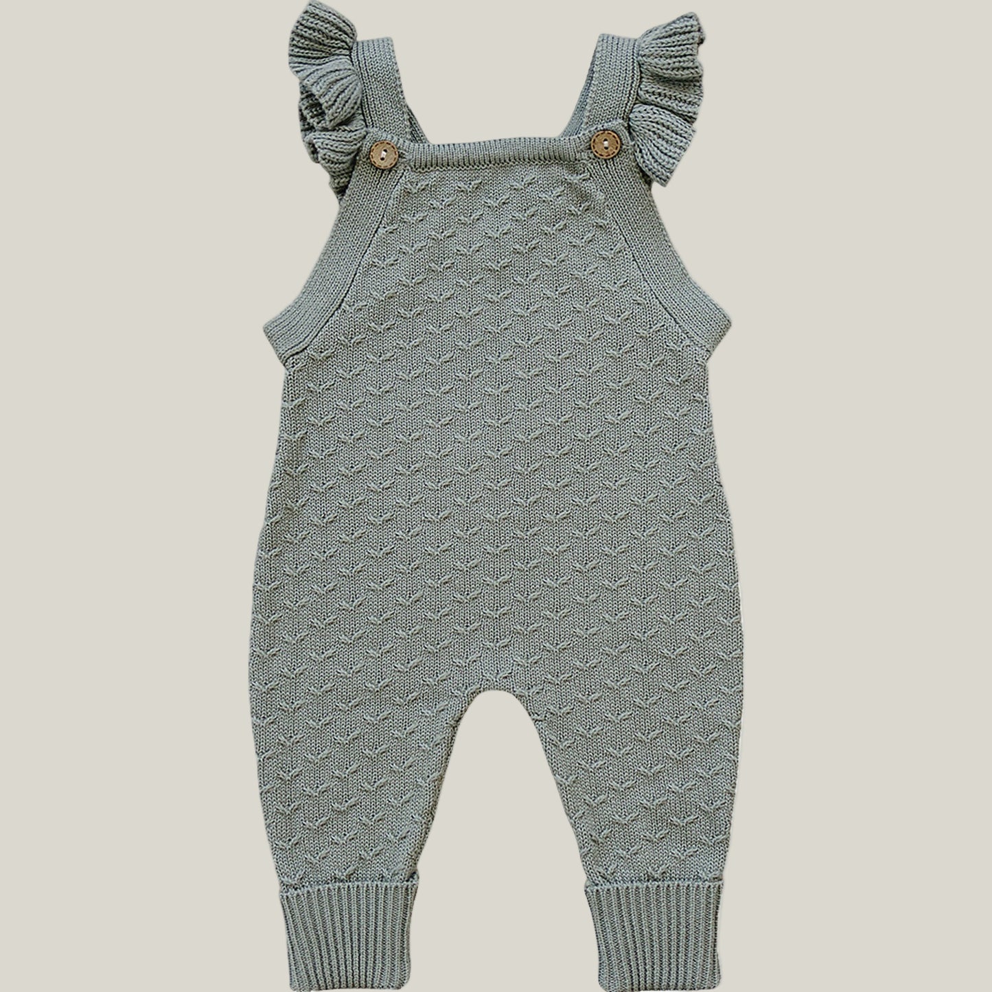 Green Ruffle Knit Overalls