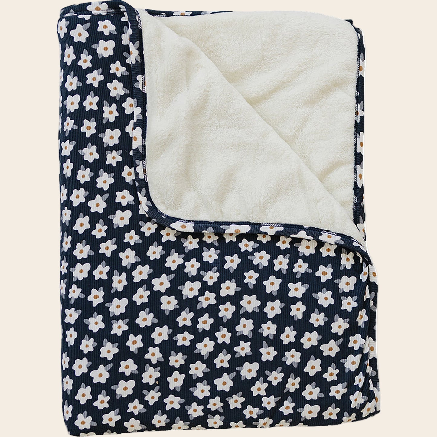 Navy Daisy Bamboo Fleece Quilt