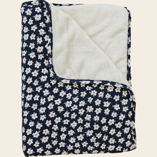 Navy Daisy Bamboo Fleece Quilt