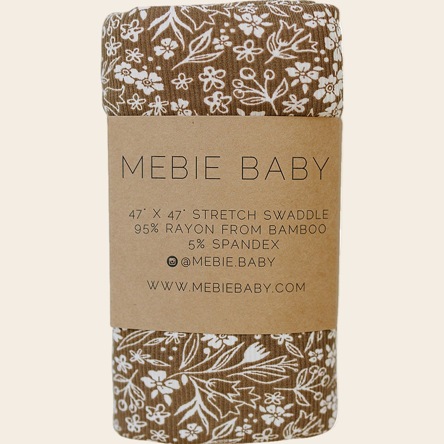 Brown Floral Ribbed Bamboo Stretch Swaddle