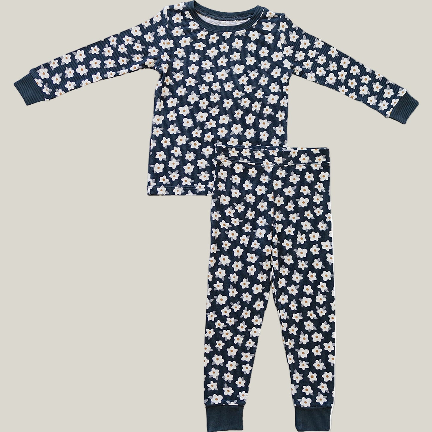 Navy Daisy Ribbed Bamboo Cozy Set
