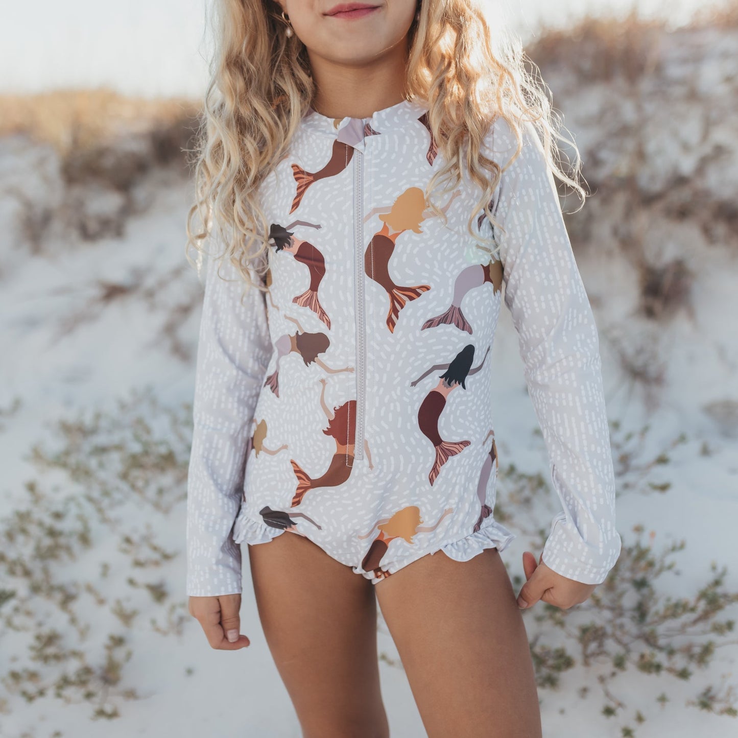 Mia White Mermaid Zip Swimsuit