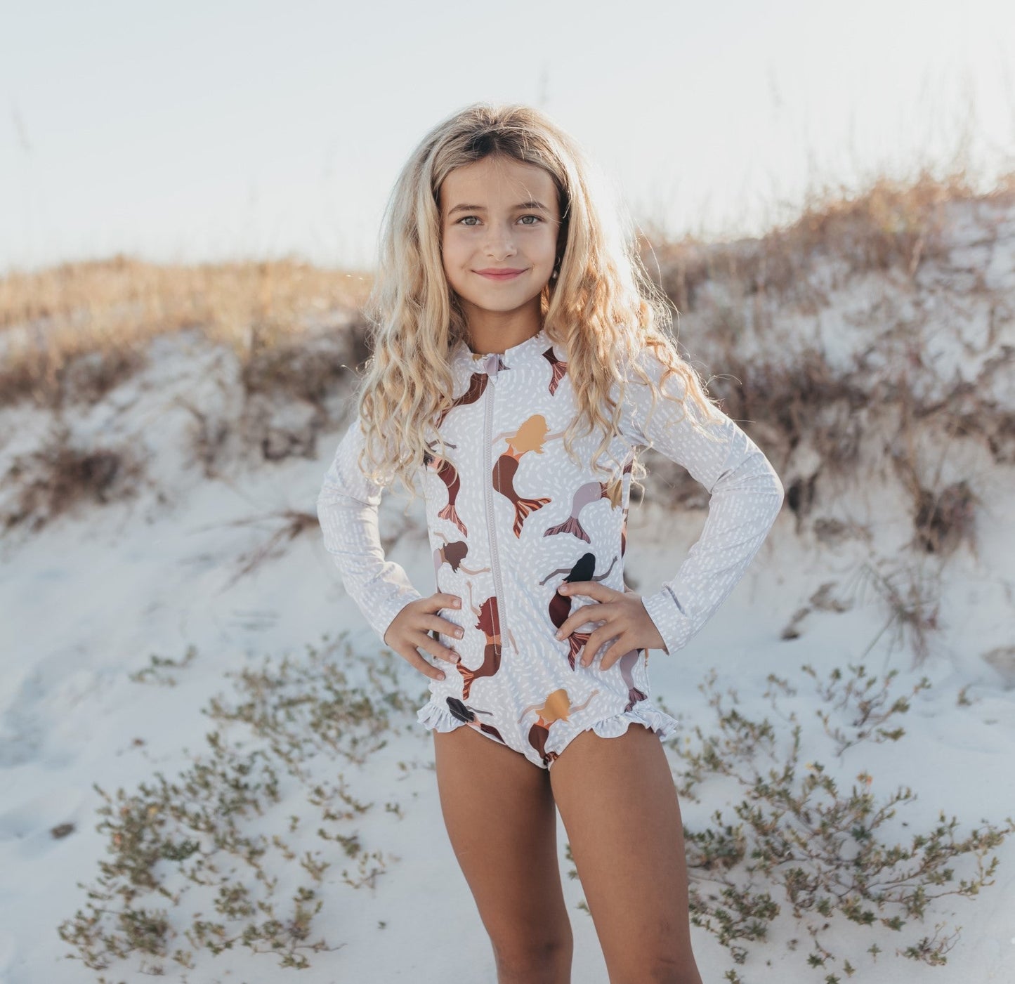 Mia White Mermaid Zip Swimsuit