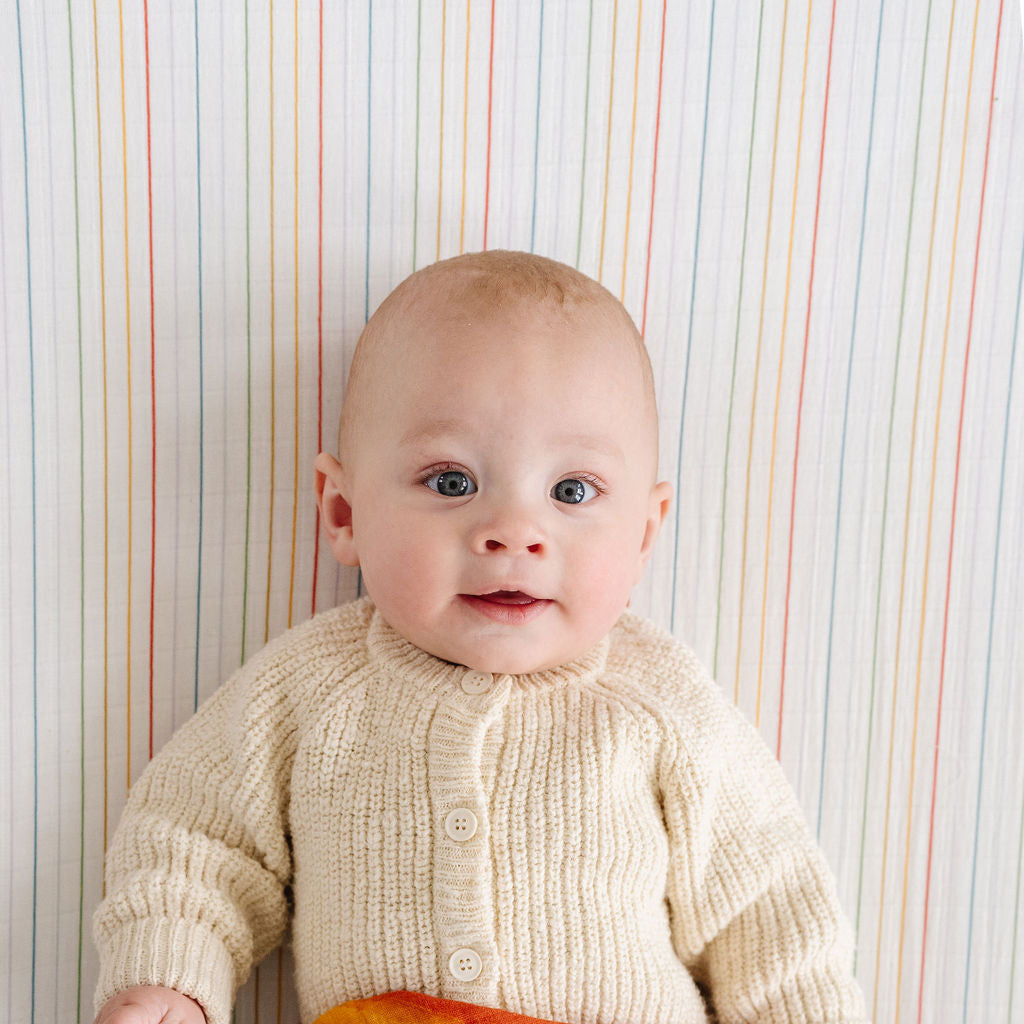 Rainbow Stripe Crib Sheet
