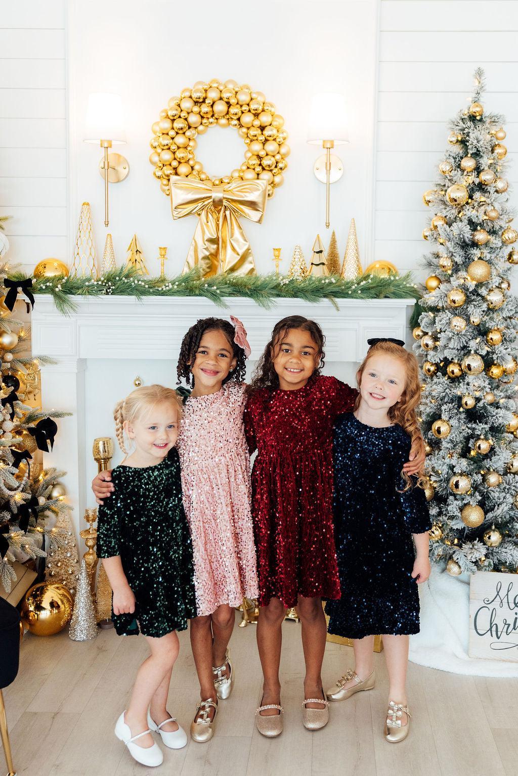 Cranberry Velvet Sequin Dress