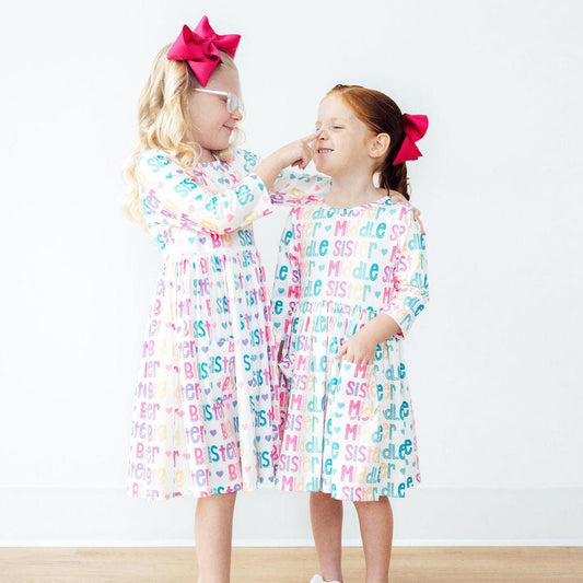 Middle Sister 3/4 Sleeve Pocket Twirl Dress