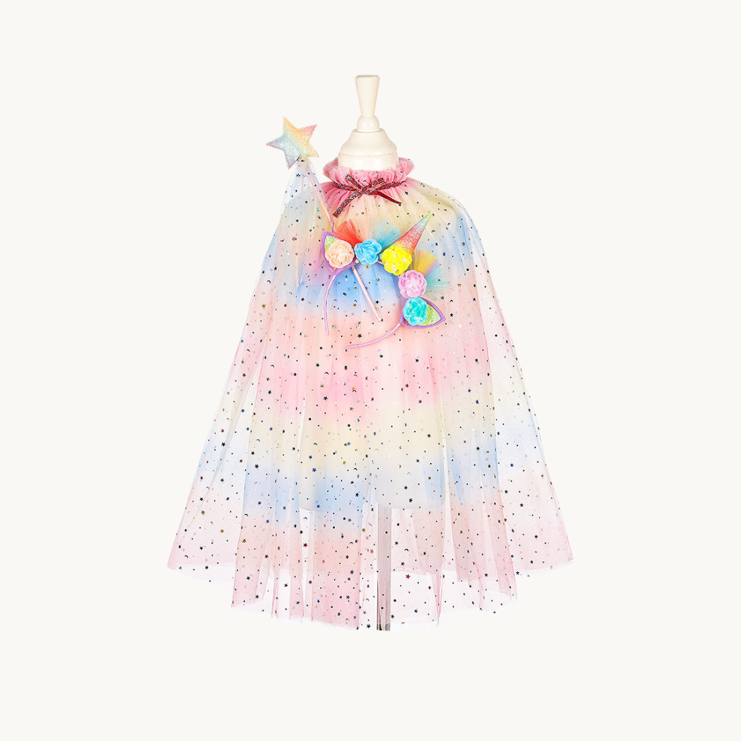 Unicorn Costume Cape Set w/ headband & wand - Role-Play for Children(2 sizes)